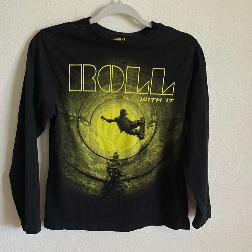 Crazy 8 Black and Yellow Long Sleeve Tee Skater L 10 12